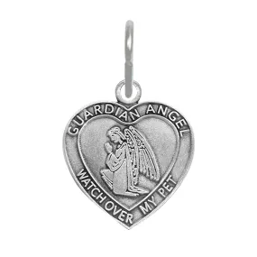 1-1/8 Inch Pewter Heart and Guardian Angel Pet Medal