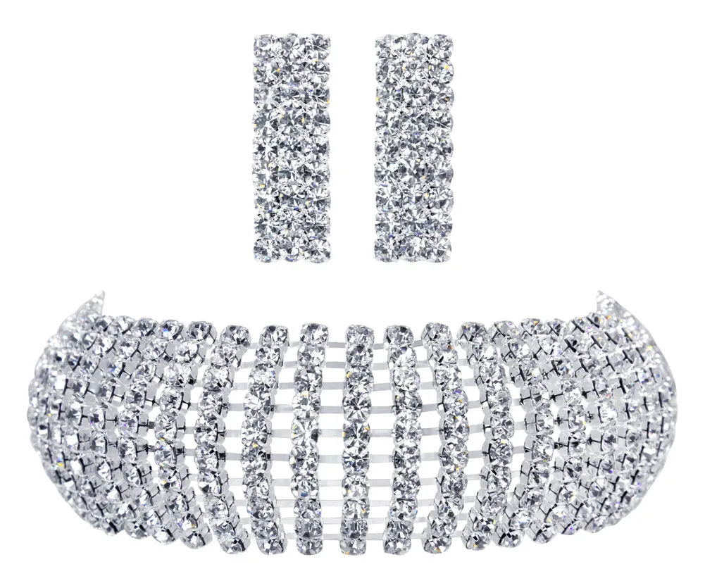 10 Row Adjustable Rhinestone Choker