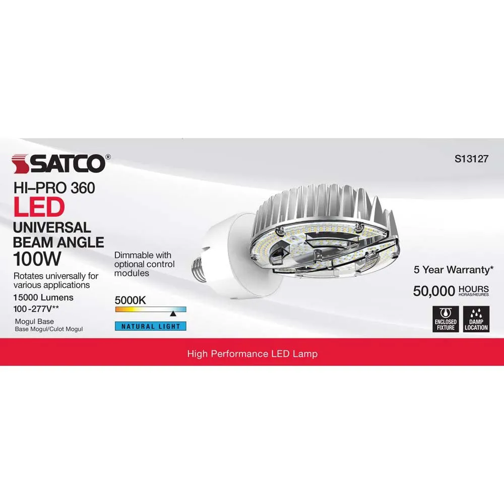 100W LED HID Replacement 5000K Mogul extended base 100-277v - 400W equiv