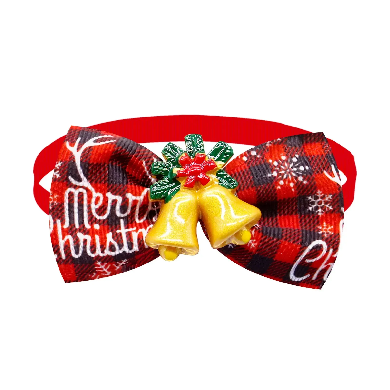 10PCS Christmas Dog & Cat Bowties - Adjustable Dog Collars | Festive Red & Green Holiday Pet Accessories for Small Dogs