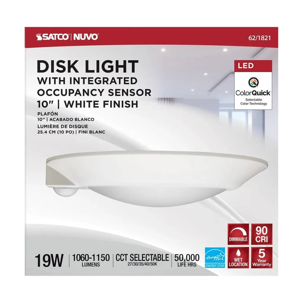10" LED DISK LIGHT W/ SENSOR 19W