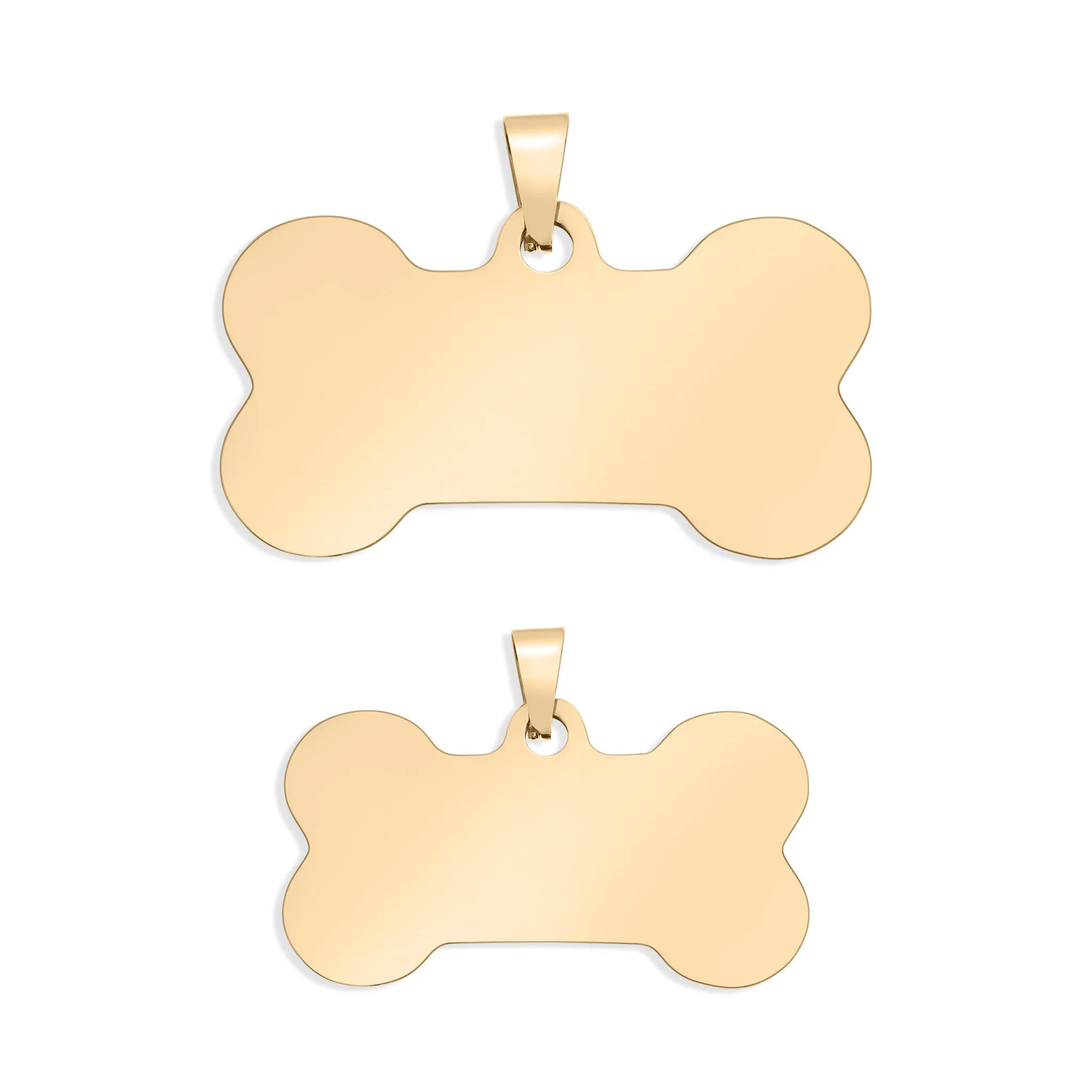 18K Gold PVD Stainless Steel Blank Dog Bone Pet Tag / PDL0134