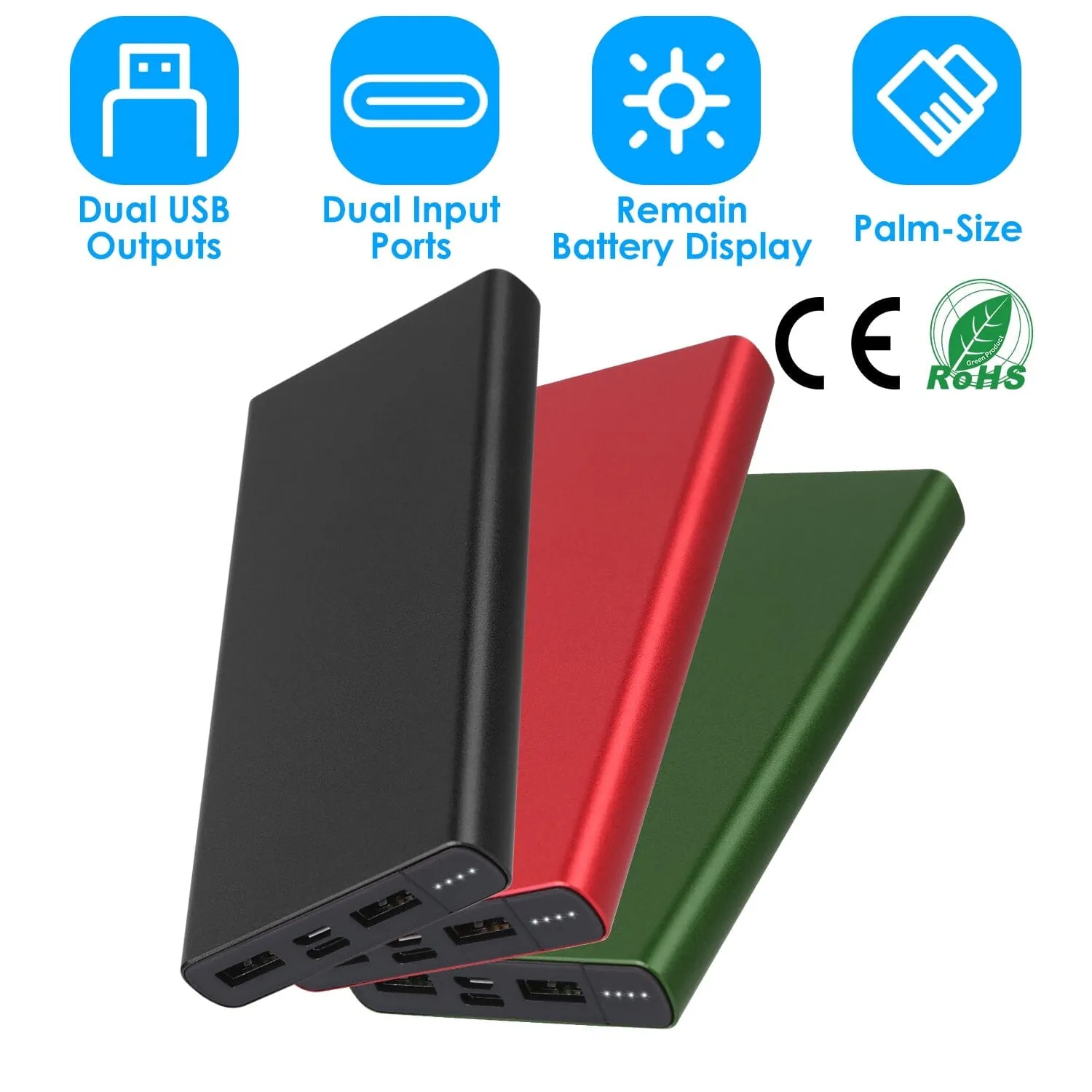 20000mAh Power Bank Portable External Battery Pack with Dual USB Output Ports Type C Micro USB Input