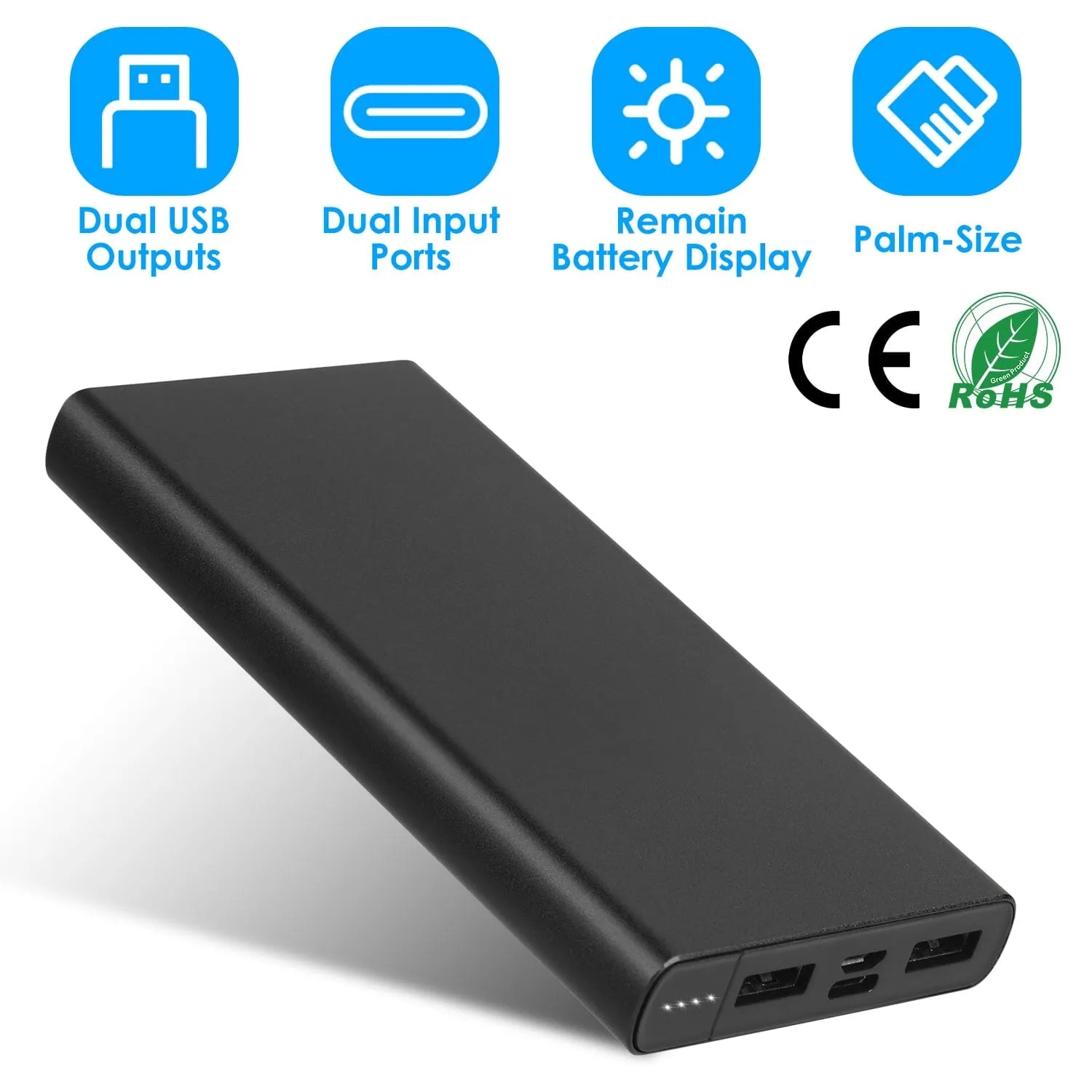 20000mAh Power Bank Portable External Battery Pack with Dual USB Output Ports Type C Micro USB Input