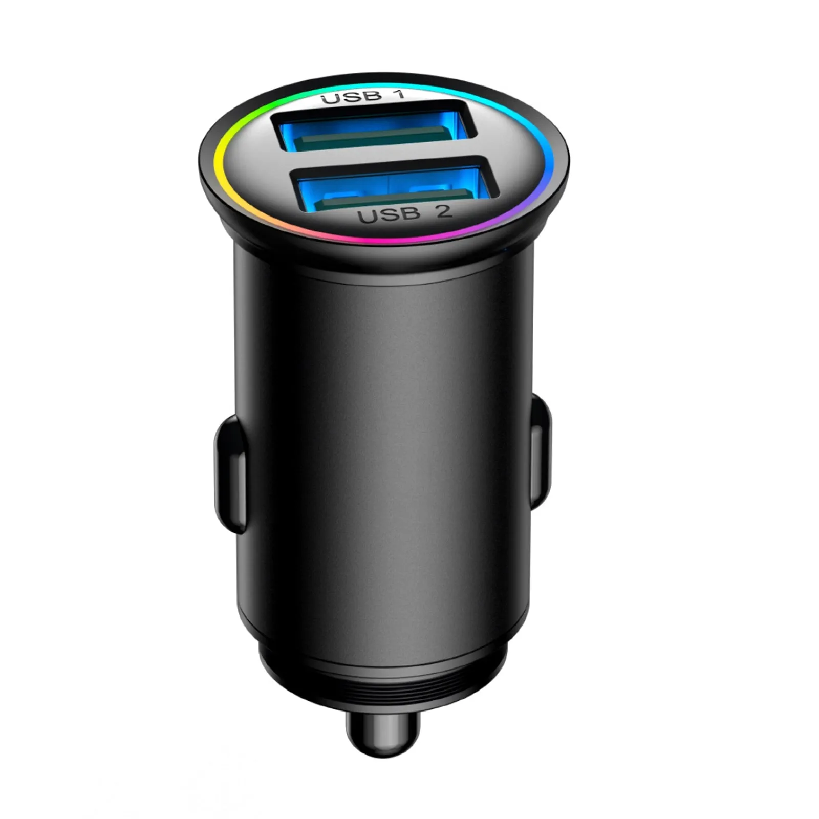 24W Car Charger Adapter Dual Ports Fast Charging QC3.0 LED Color