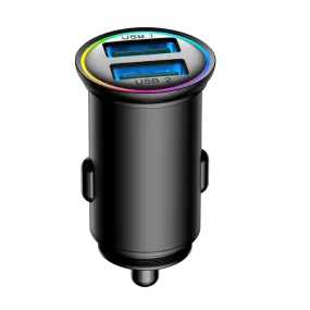 24W Car Charger Adapter Dual Ports Fast Charging QC3.0 LED Color