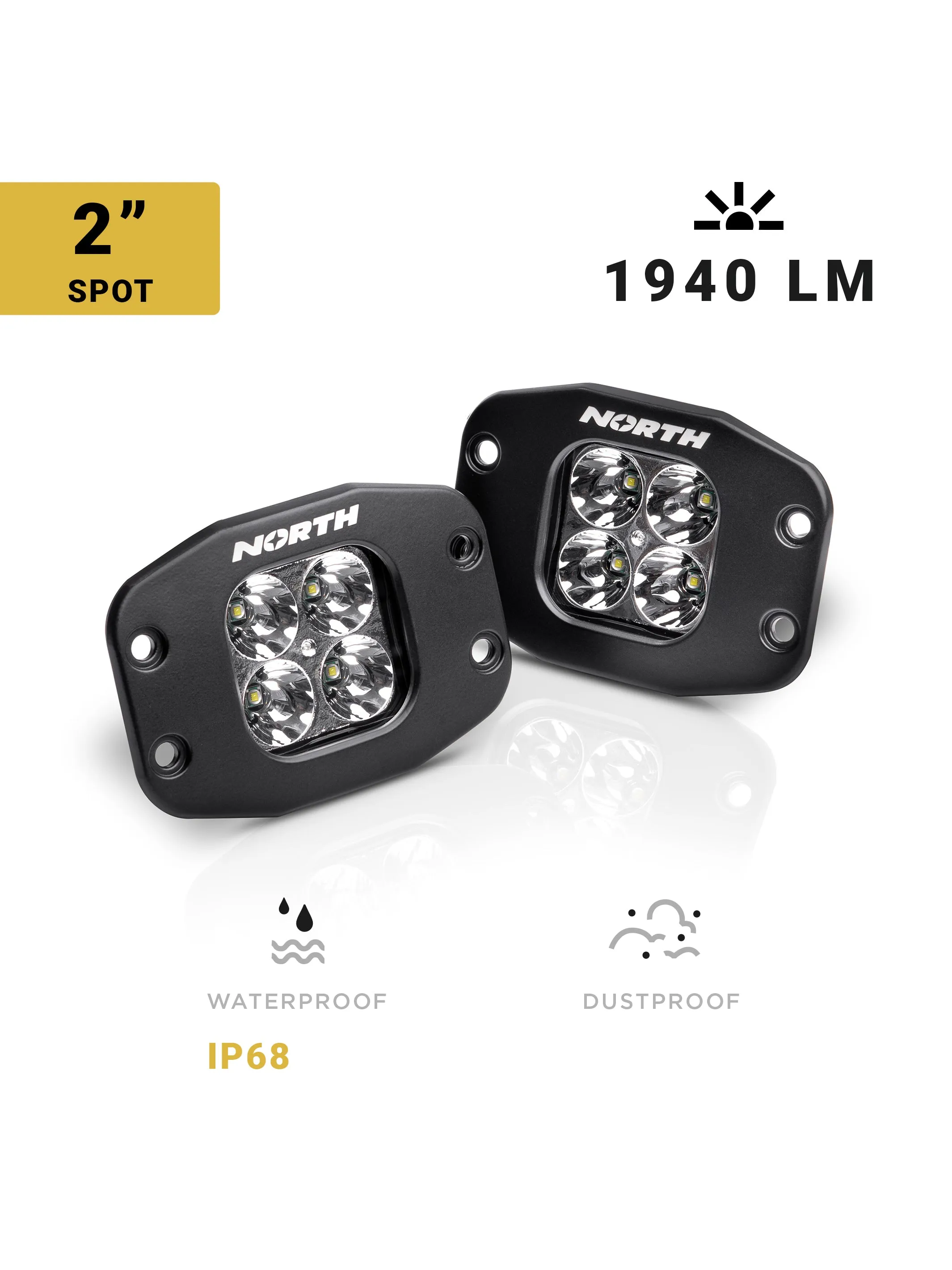 2" LED Flush-Mount Pod Light - Pair