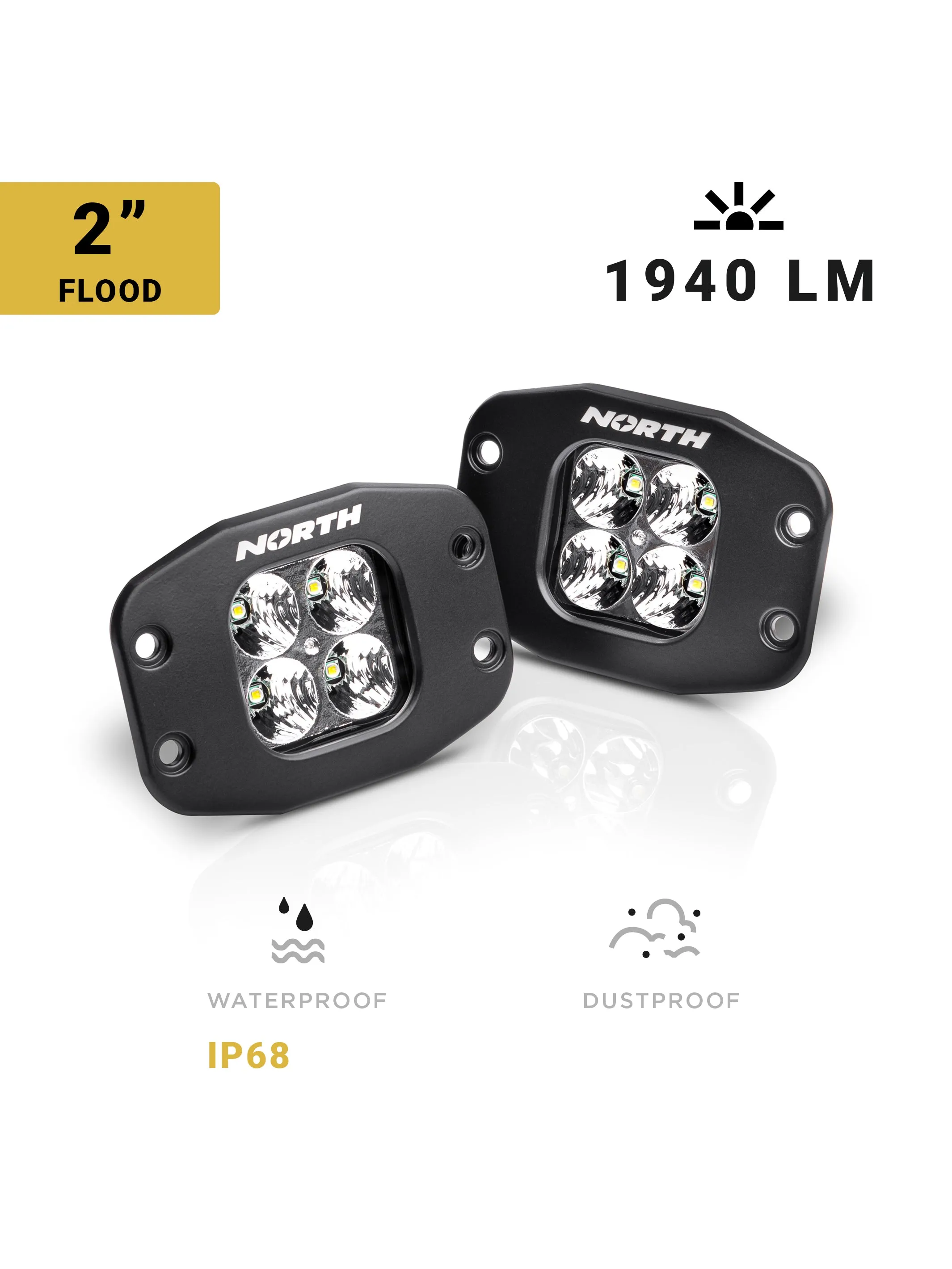 2" LED Flush-Mount Pod Light - Pair
