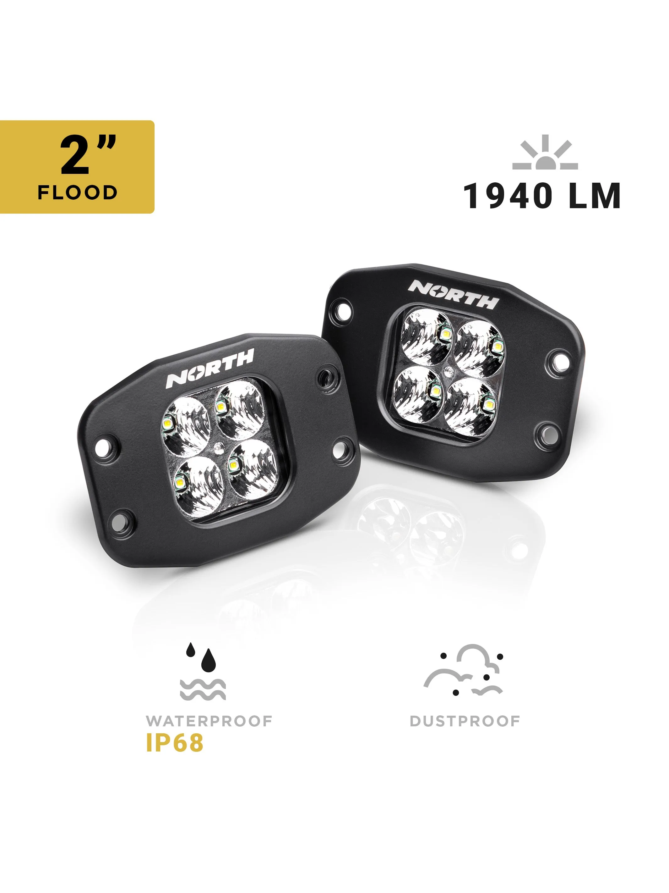 2" LED Flush-Mount Pod Light - Pair