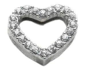 3-4" Slider Heart Charm Clear 3-4" (18mm)