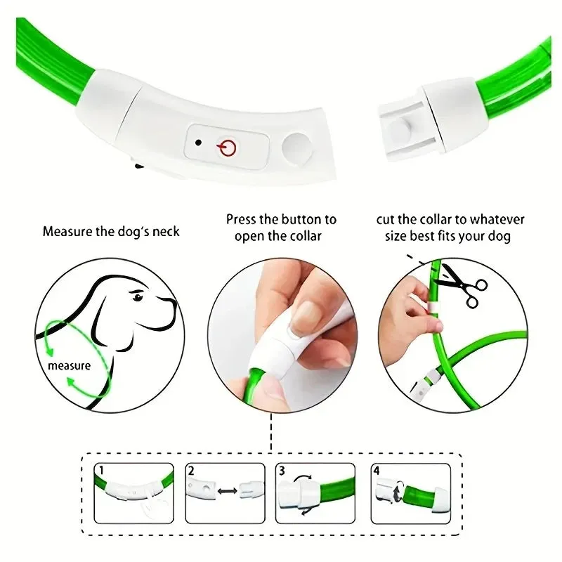 3 Modes Light Up Dog Collars Rechargeable LED Dog Collar for Small to Large Dogs Pet Collar Loss Prevention Dog Collar