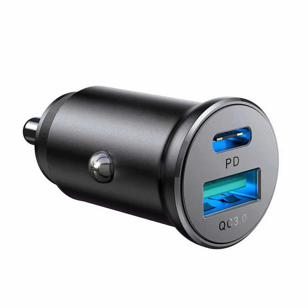 30W USB C Car Charger Adapter PD QC 3.0 Dual Ports Fast Power