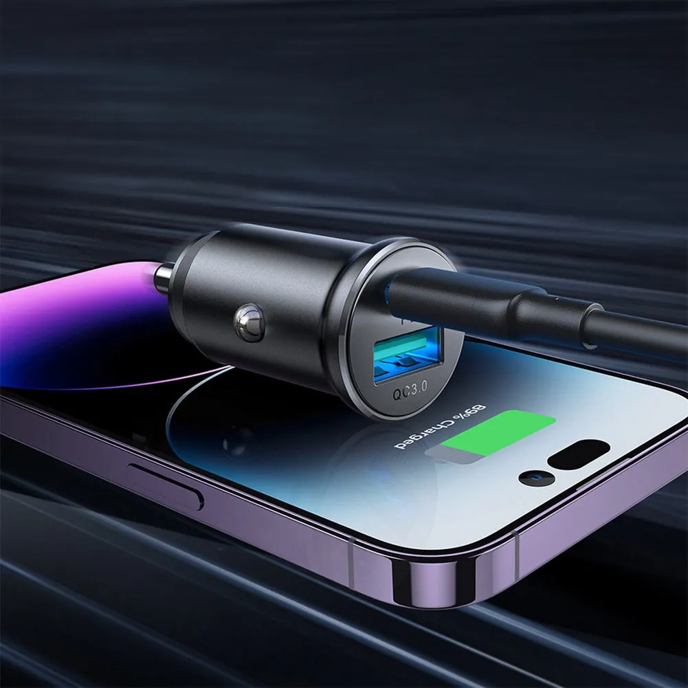 30W USB C Car Charger Adapter PD QC 3.0 Dual Ports Fast Power