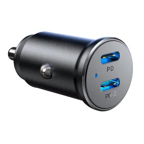 30W USB C Car Charger Adapter PD QC 3.0 Dual Ports Fast Power