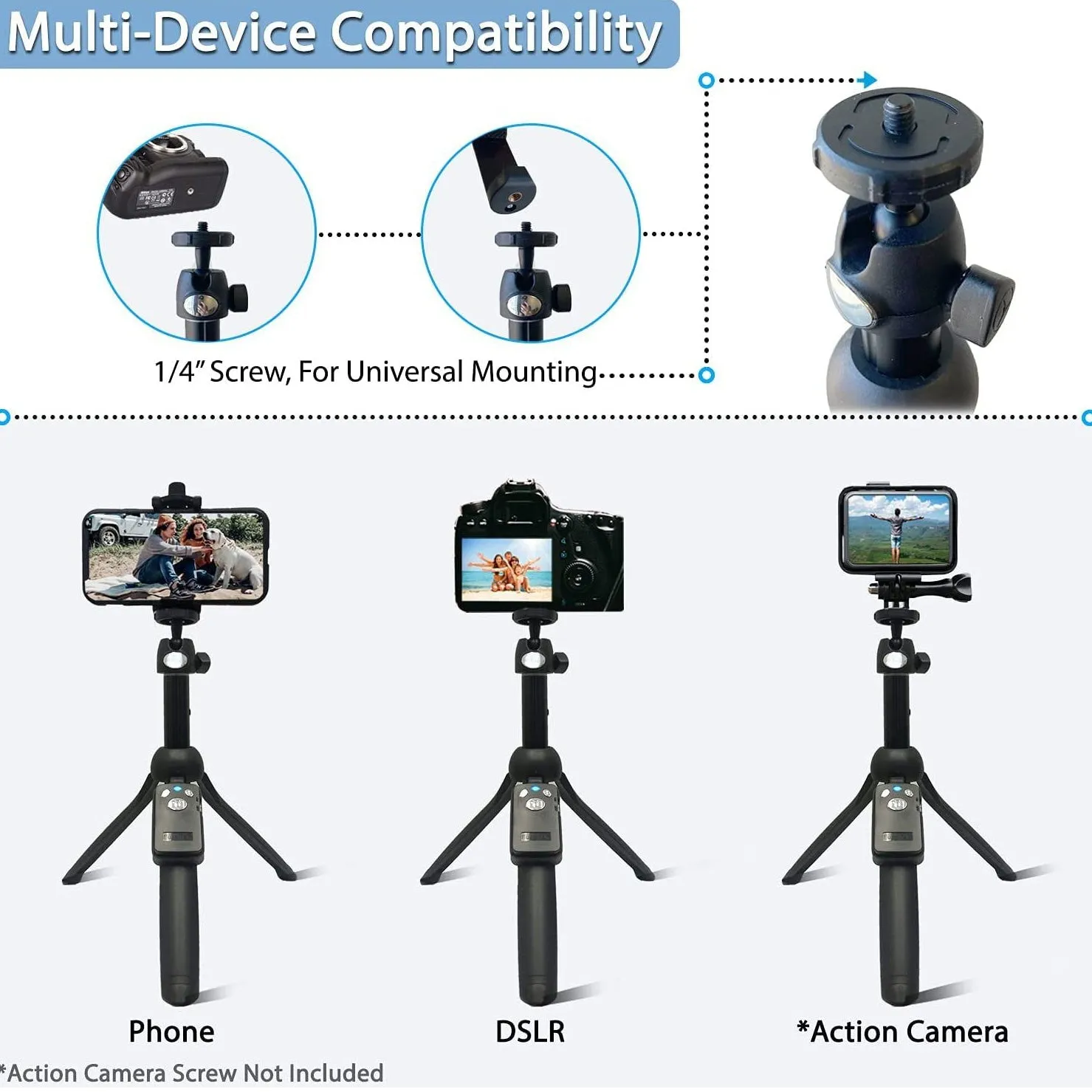 48" Portable Selfie Stick and Tripod