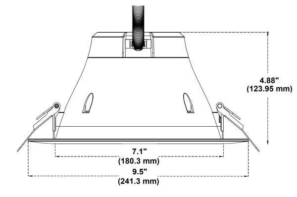 8 inch Recessed Commercial LED Downlight, Direct to Ceiling Kit, Black, 2700K