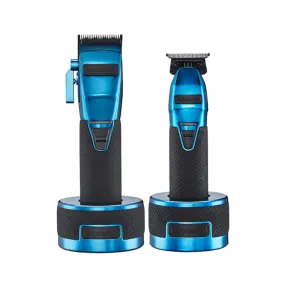 BaByliss PRO Blue FX Boost  Limited Edition Clipper & Trimmer Set w/ Charging Base (FXHOLPKCTB-BC)