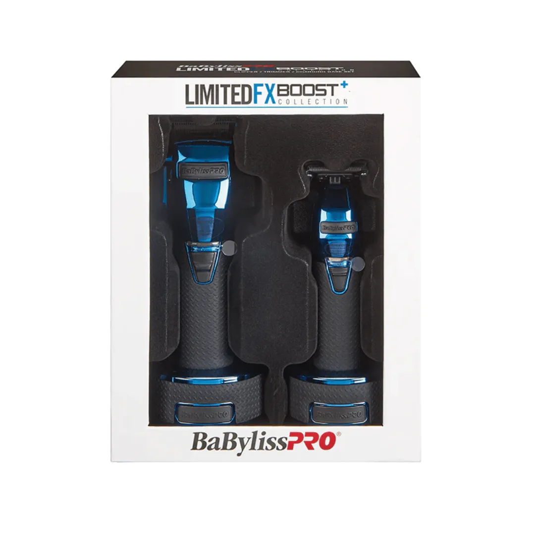 BaByliss PRO Blue FX Boost  Limited Edition Clipper & Trimmer Set w/ Charging Base (FXHOLPKCTB-BC)