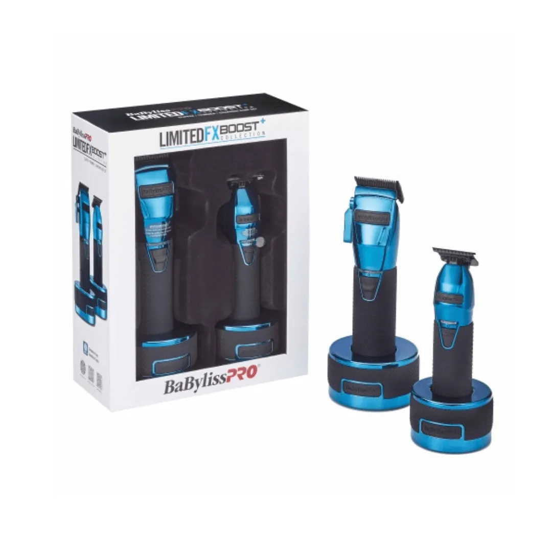 BaByliss PRO Blue FX Boost  Limited Edition Clipper & Trimmer Set w/ Charging Base (FXHOLPKCTB-BC)
