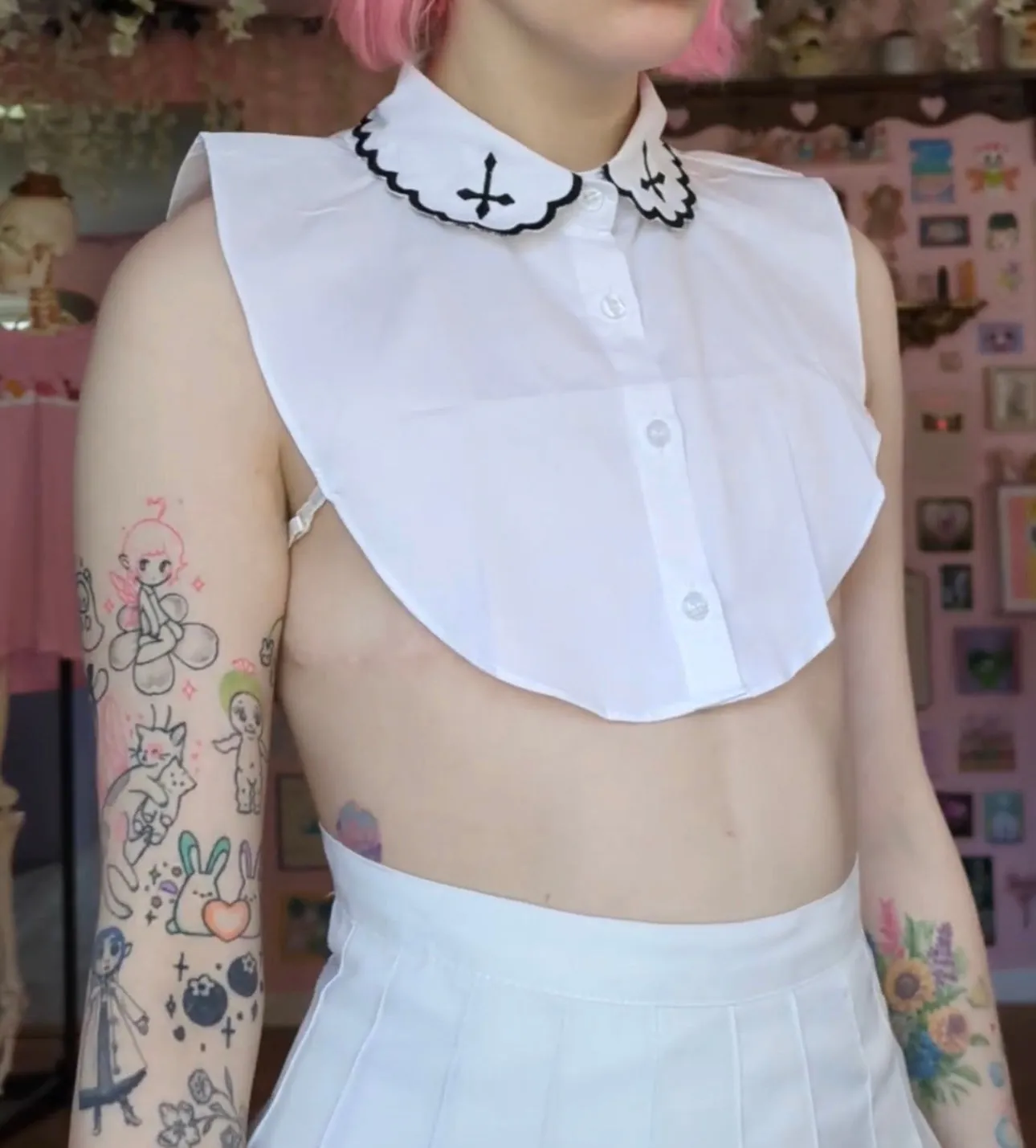 black cross fake collar