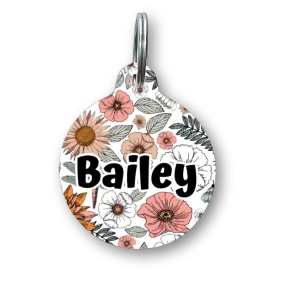 Boho Bloom Circle Pet Tag