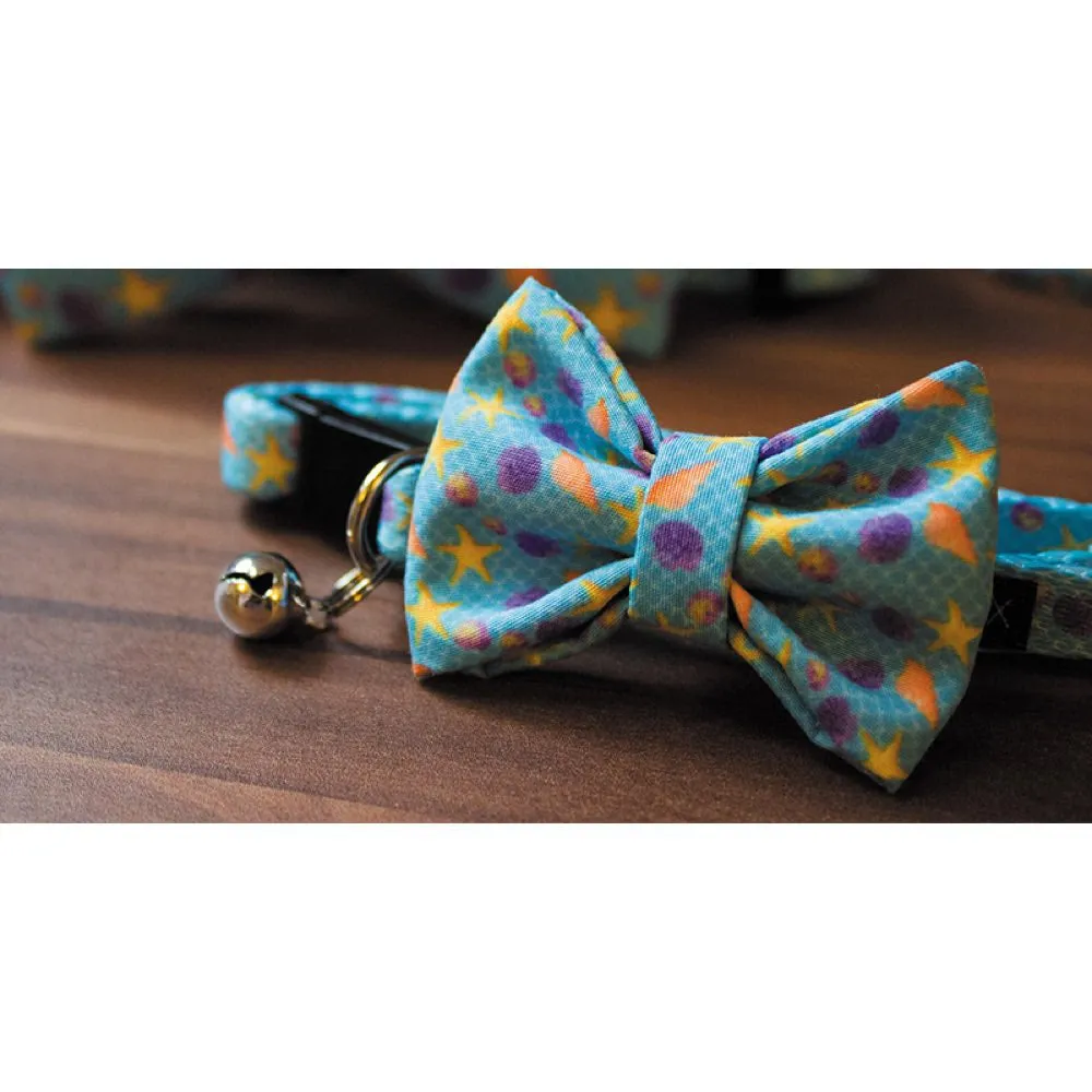 Bowtix Handmade Cat Collar With Removable Bowtie - Sea & Shell
