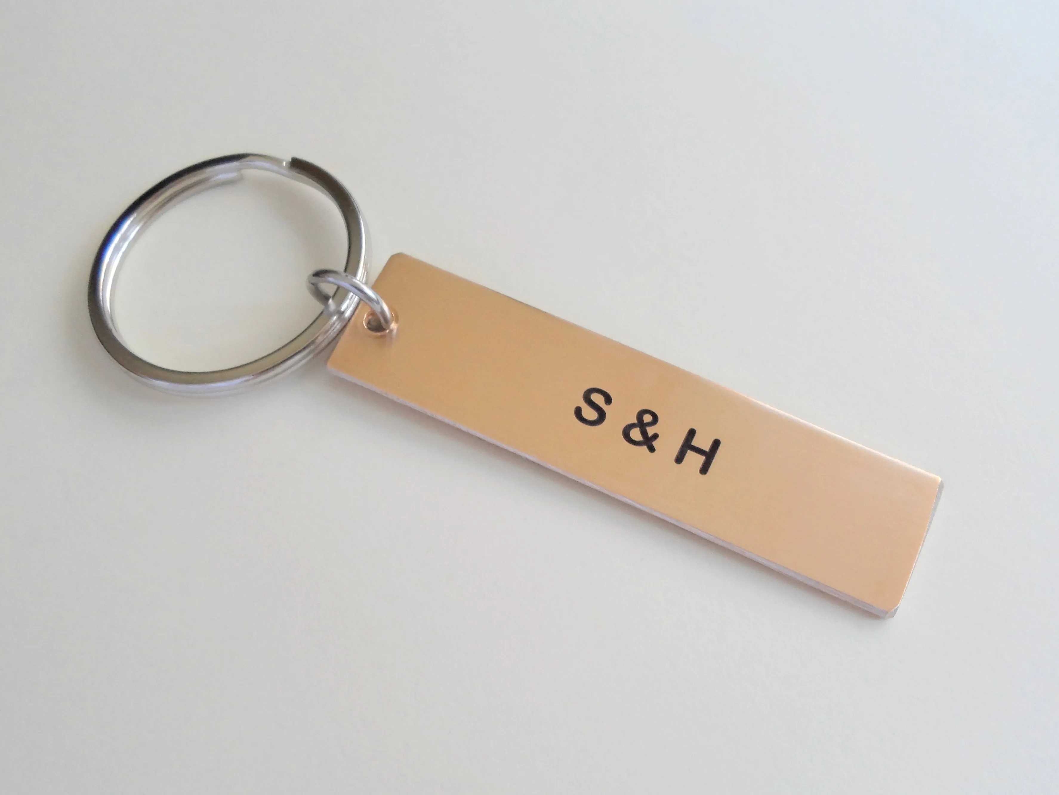 Bronze Keychain with Custom Engraved Location Coordinates, Personalized Anniversary Gift