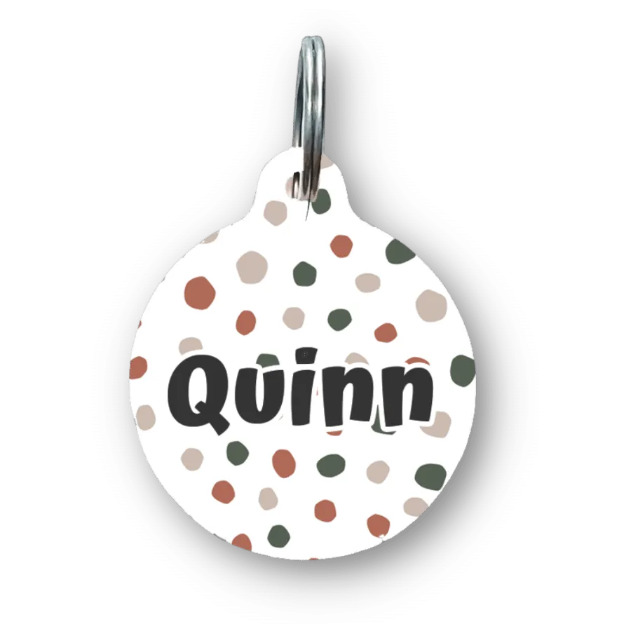 Brown Dancing Dots Circle Pet Tag