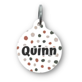 Brown Dancing Dots Circle Pet Tag