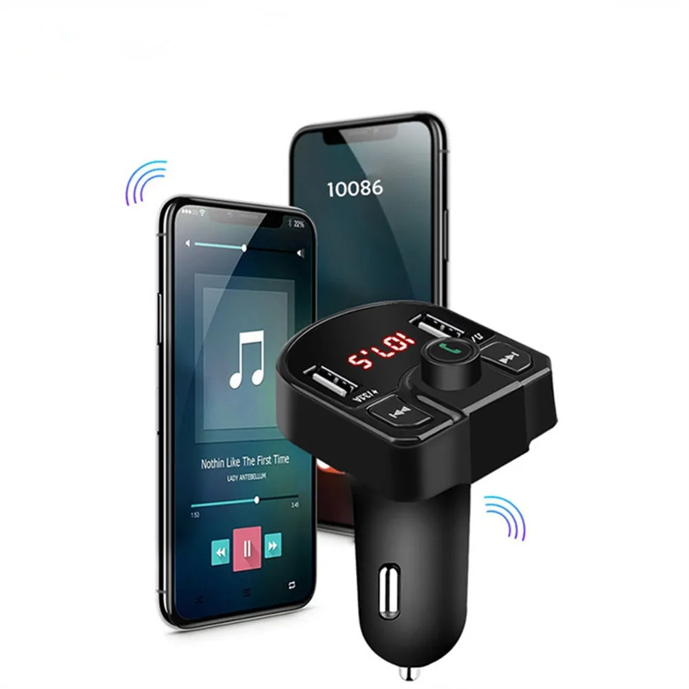 Car Fm Transmitter Bluetooth Hands-free Receiver Dual USB Fast
