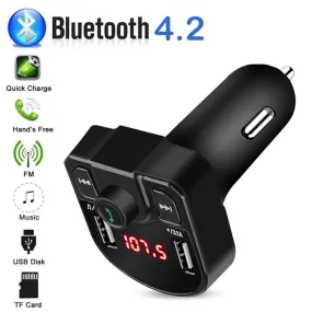 Car Fm Transmitter Bluetooth Hands-free Receiver Dual USB Fast