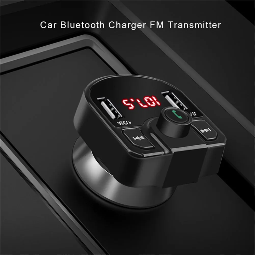 Car Fm Transmitter Bluetooth Hands-free Receiver Dual USB Fast