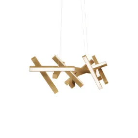 Chaos LED Linear Pendant in Aged Brass