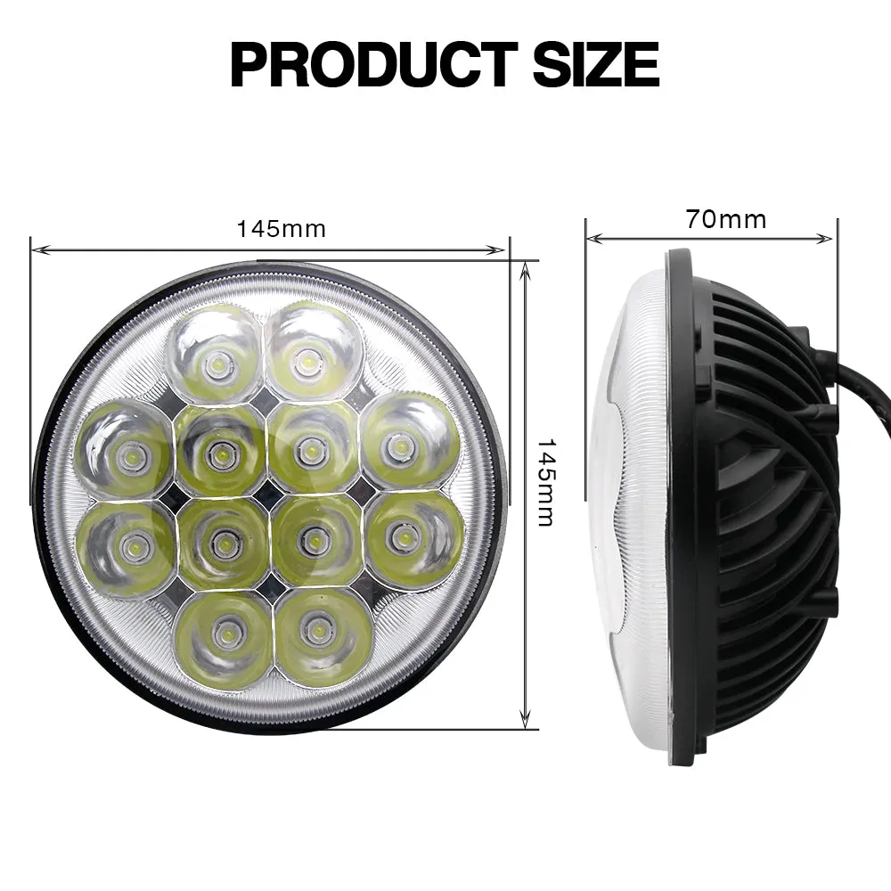 CO LIGHT 5.75 Inch Chrome Sealed Beam Motorcycle LED Headlight
