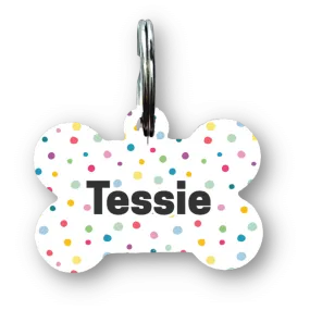 Colorful Dots Bone Dog Tag