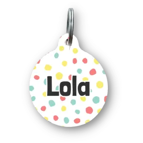Coral Dancing Dots Circle Pet Tag