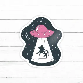 Cow Abduction Sticker | Waterproof Vinyl Decal | 3in