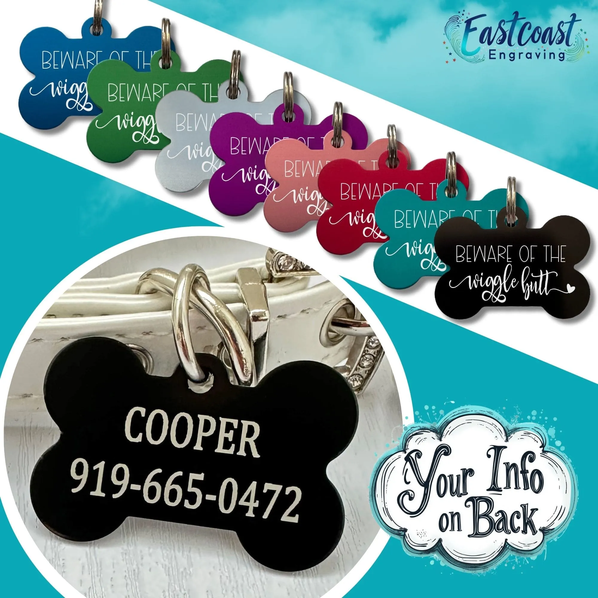 Custom Engraved Dog Tag – "Wiggle Butt" Funny Pet ID Tag | Personalized