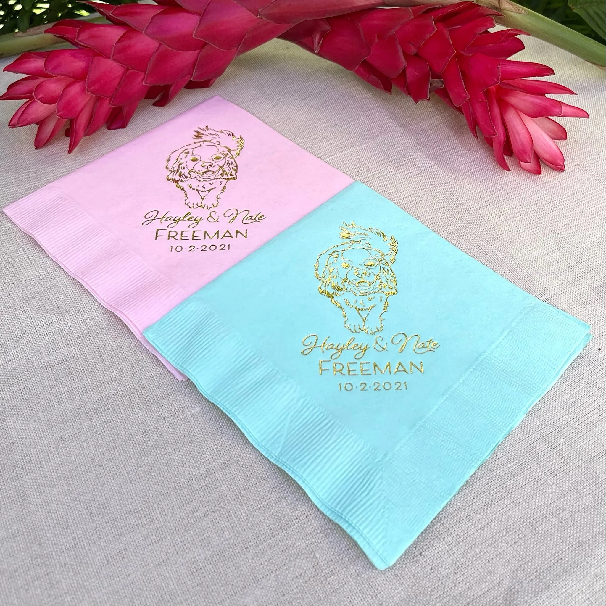 Custom Foil Printed Dog Outline Napkins