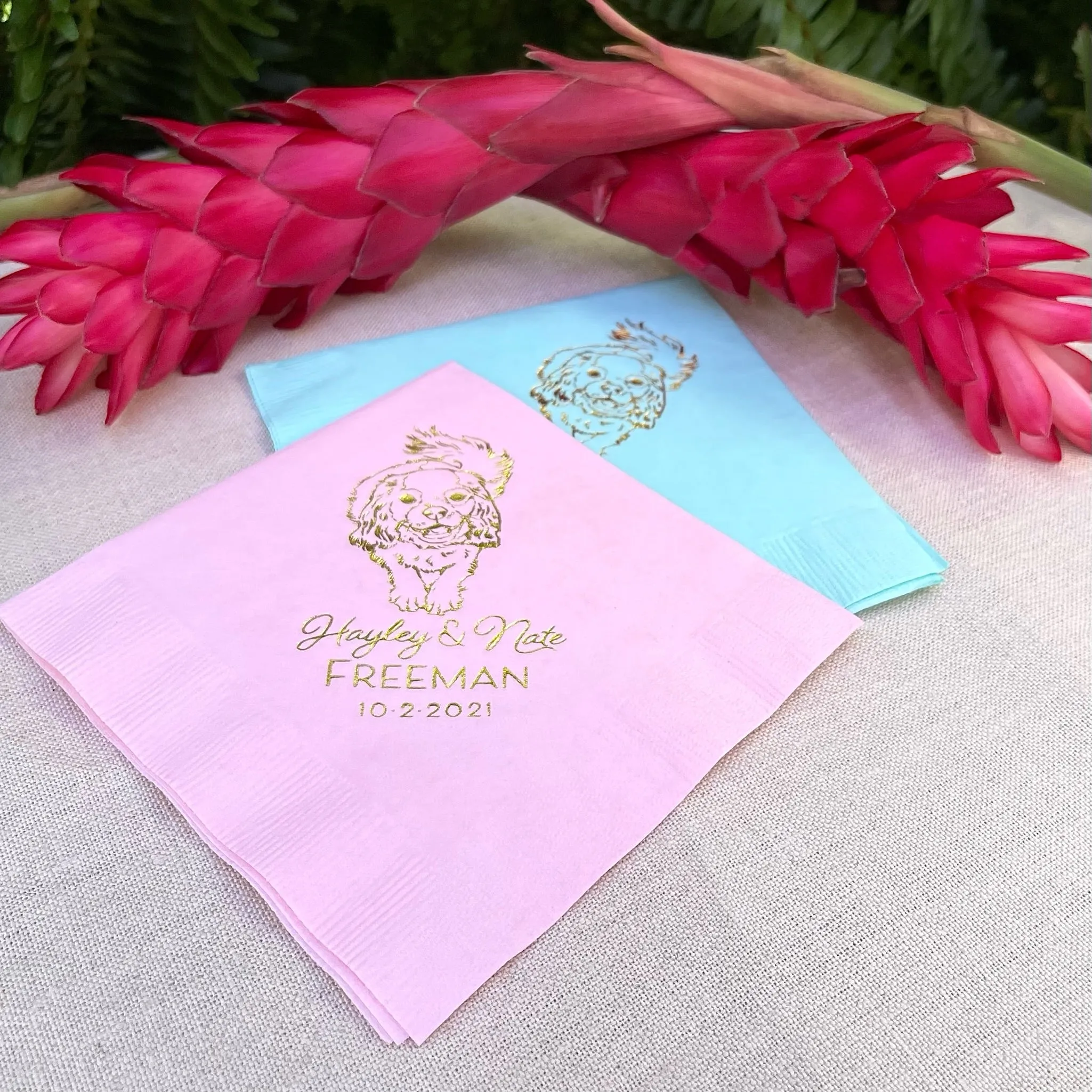 Custom Foil Printed Dog Outline Napkins