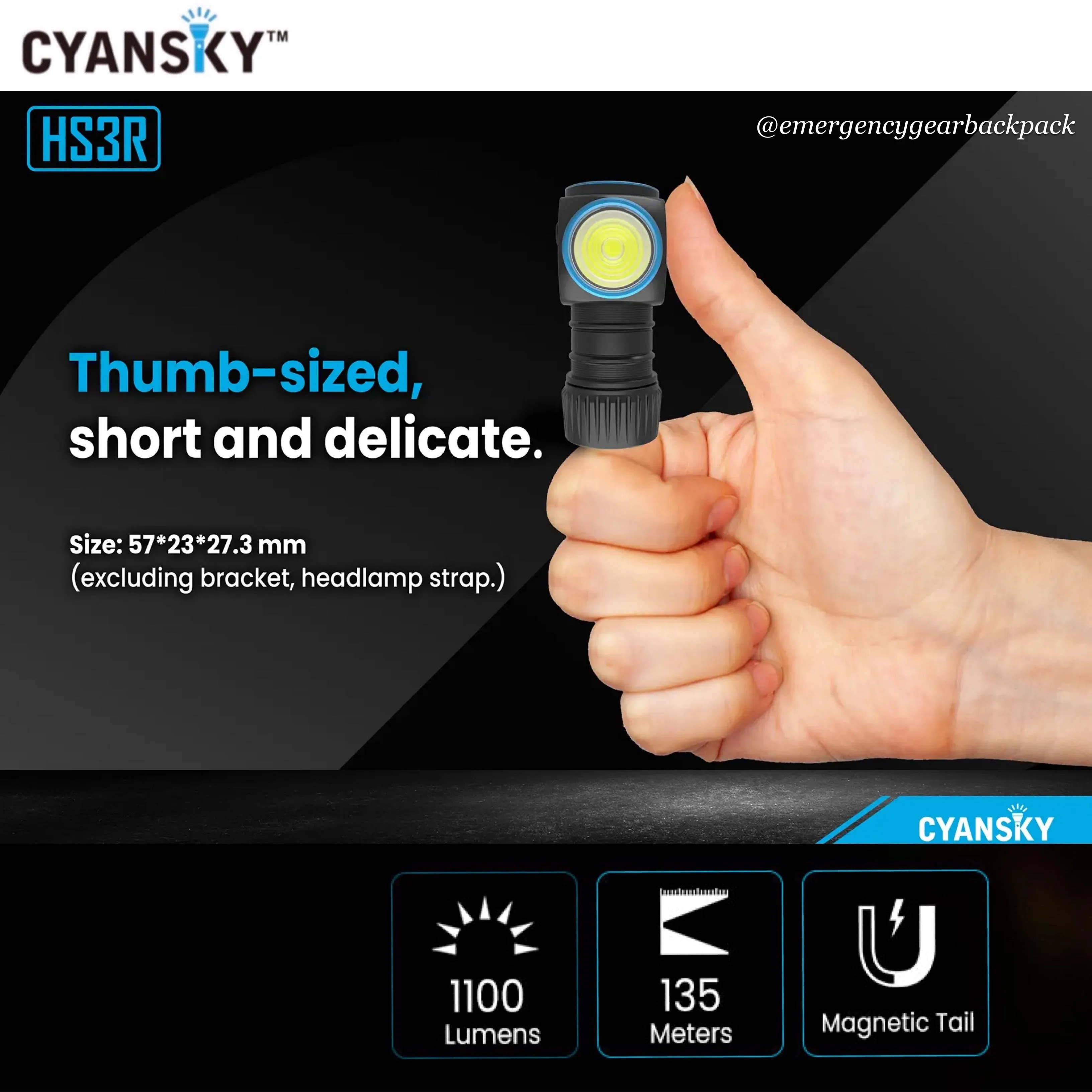 Cyansky HS3R Multifunction Headlamp 1100LMS 135M