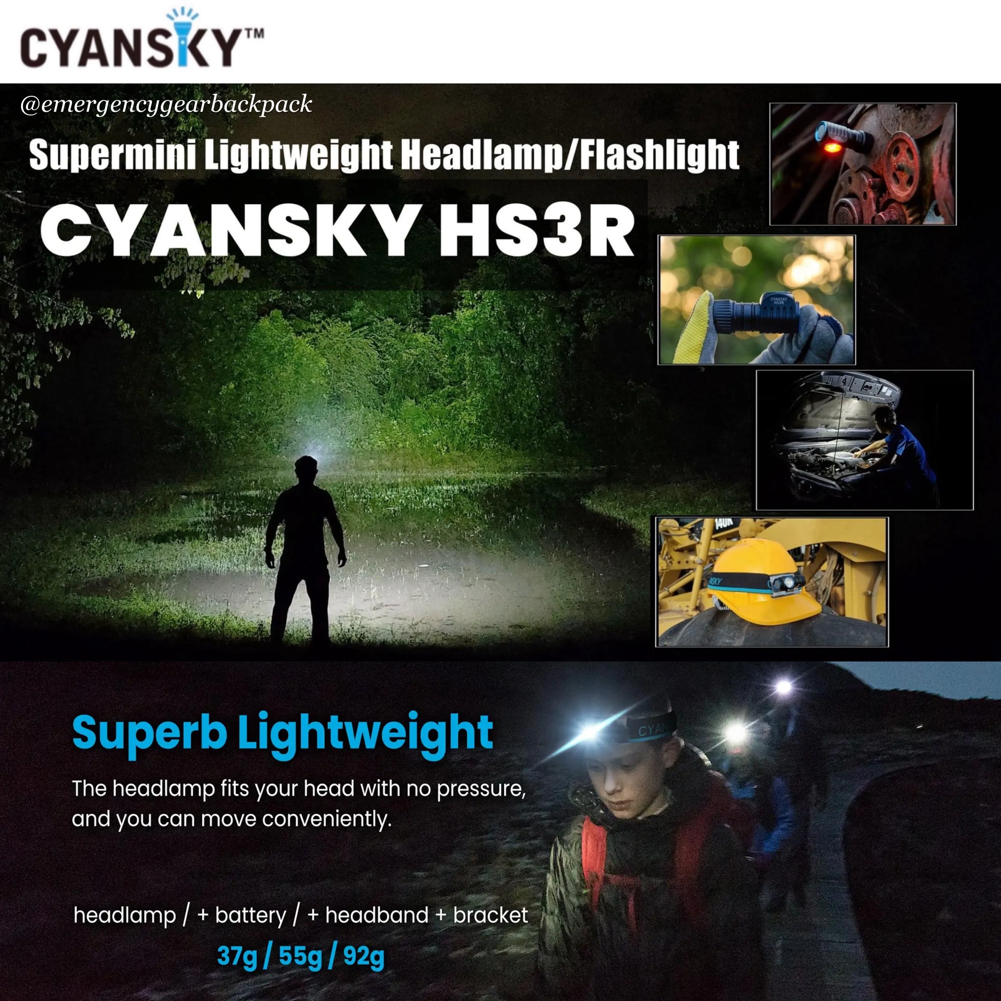 Cyansky HS3R Multifunction Headlamp 1100LMS 135M