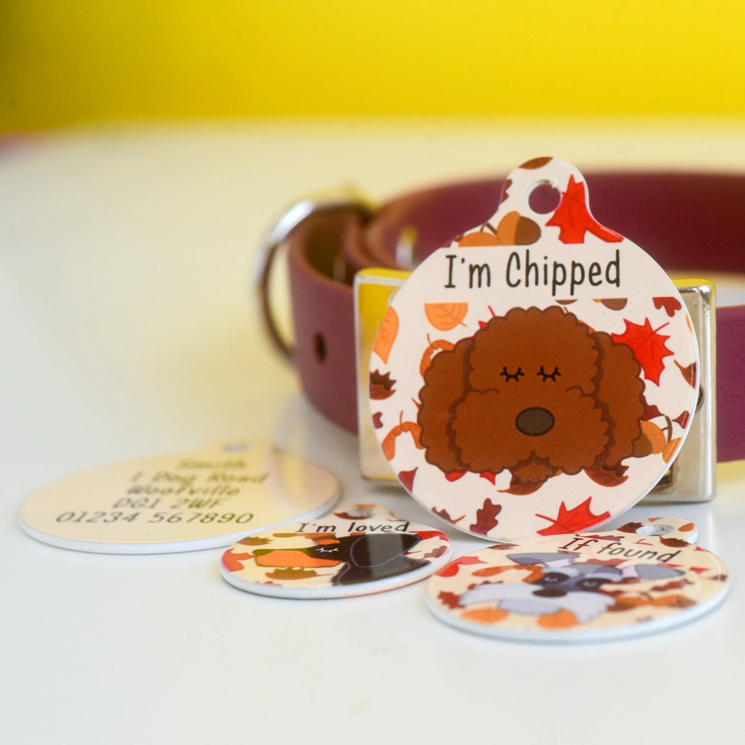 Dog Tag Personalised - Fall Foliage Cartoon Illustrations