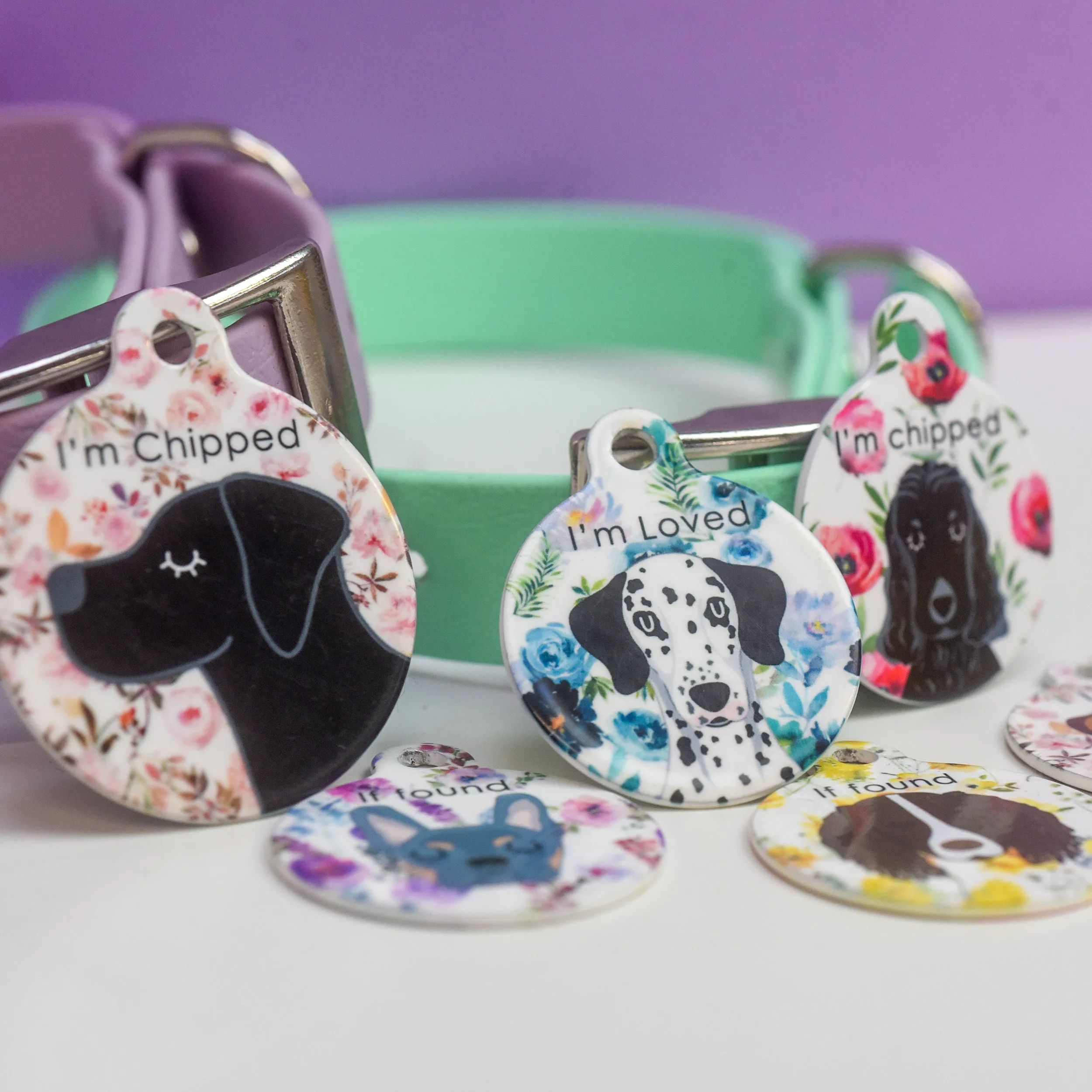 Dog Tag Personalised - Floral