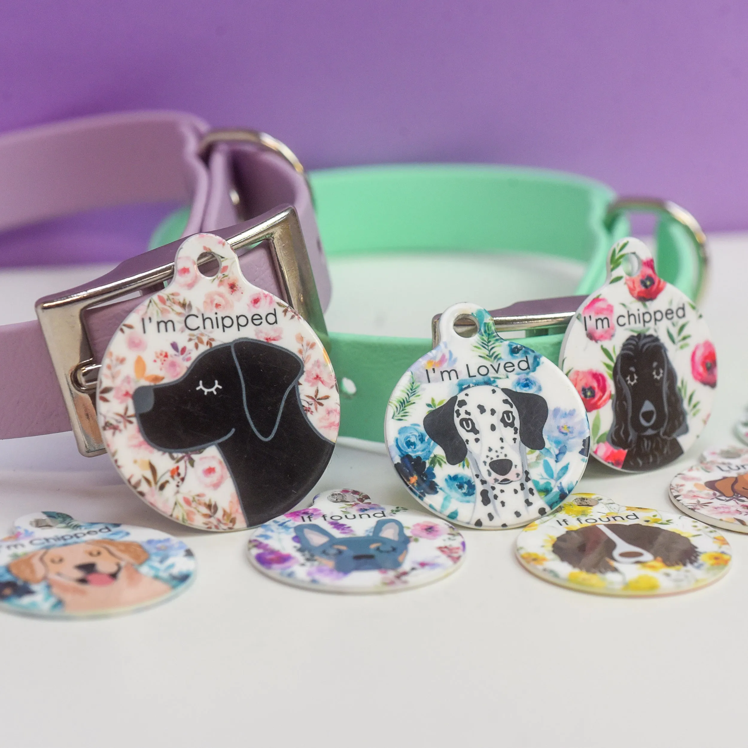 Dog Tag Personalised - Floral