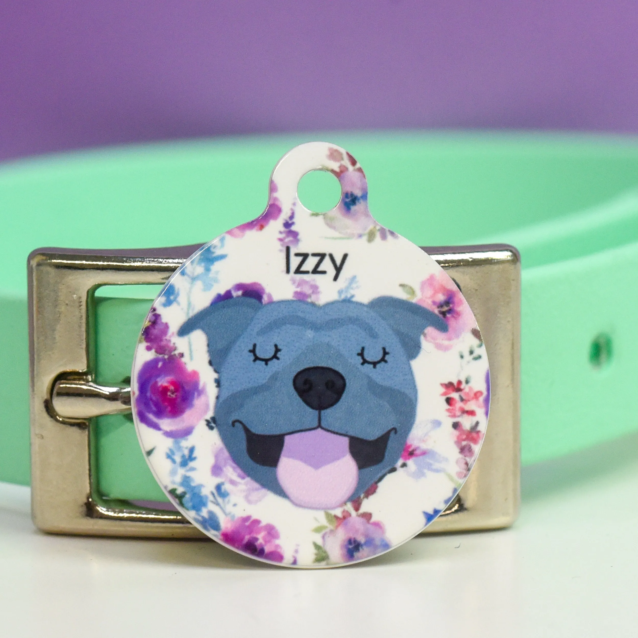 Dog Tag Personalised - Floral