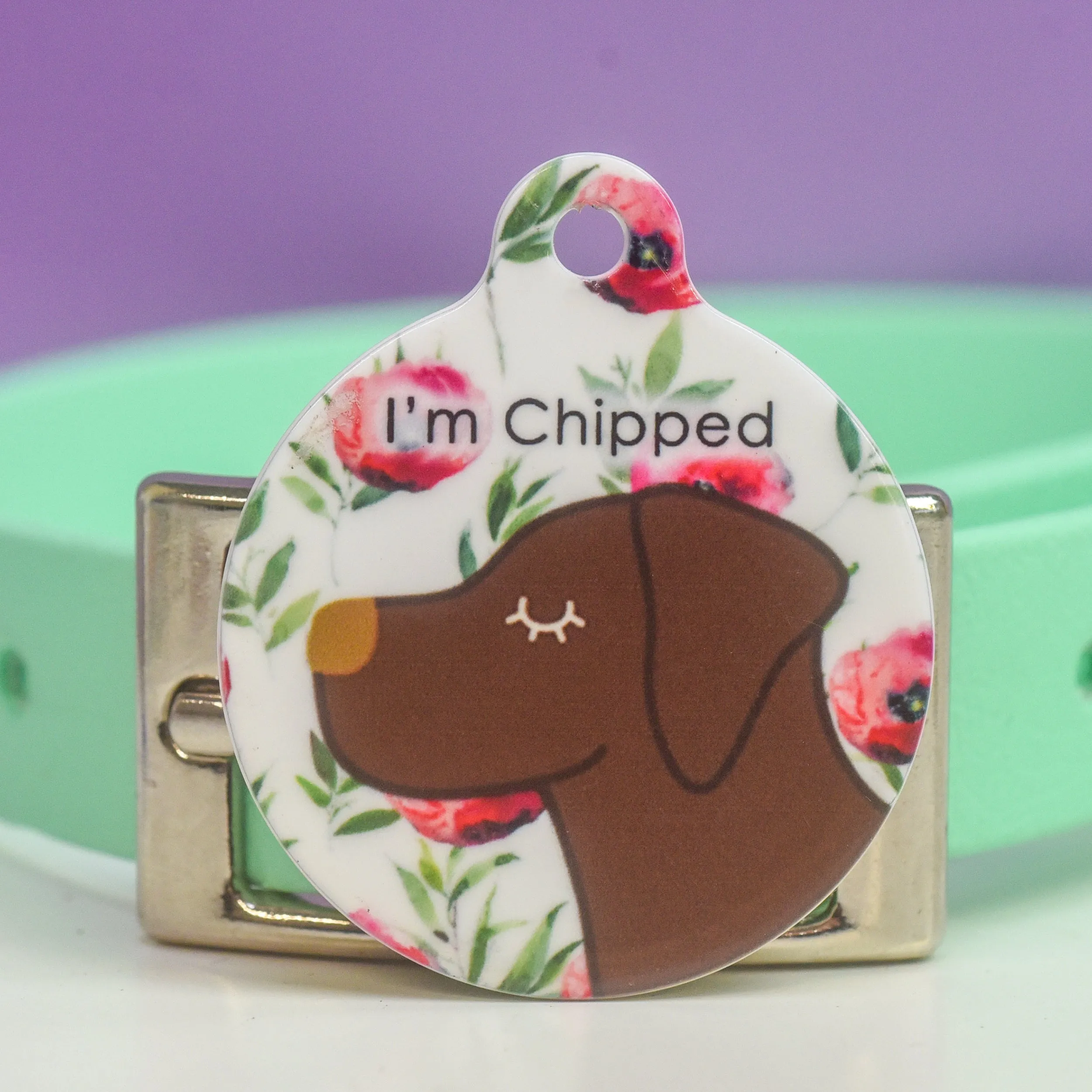 Dog Tag Personalised - Floral