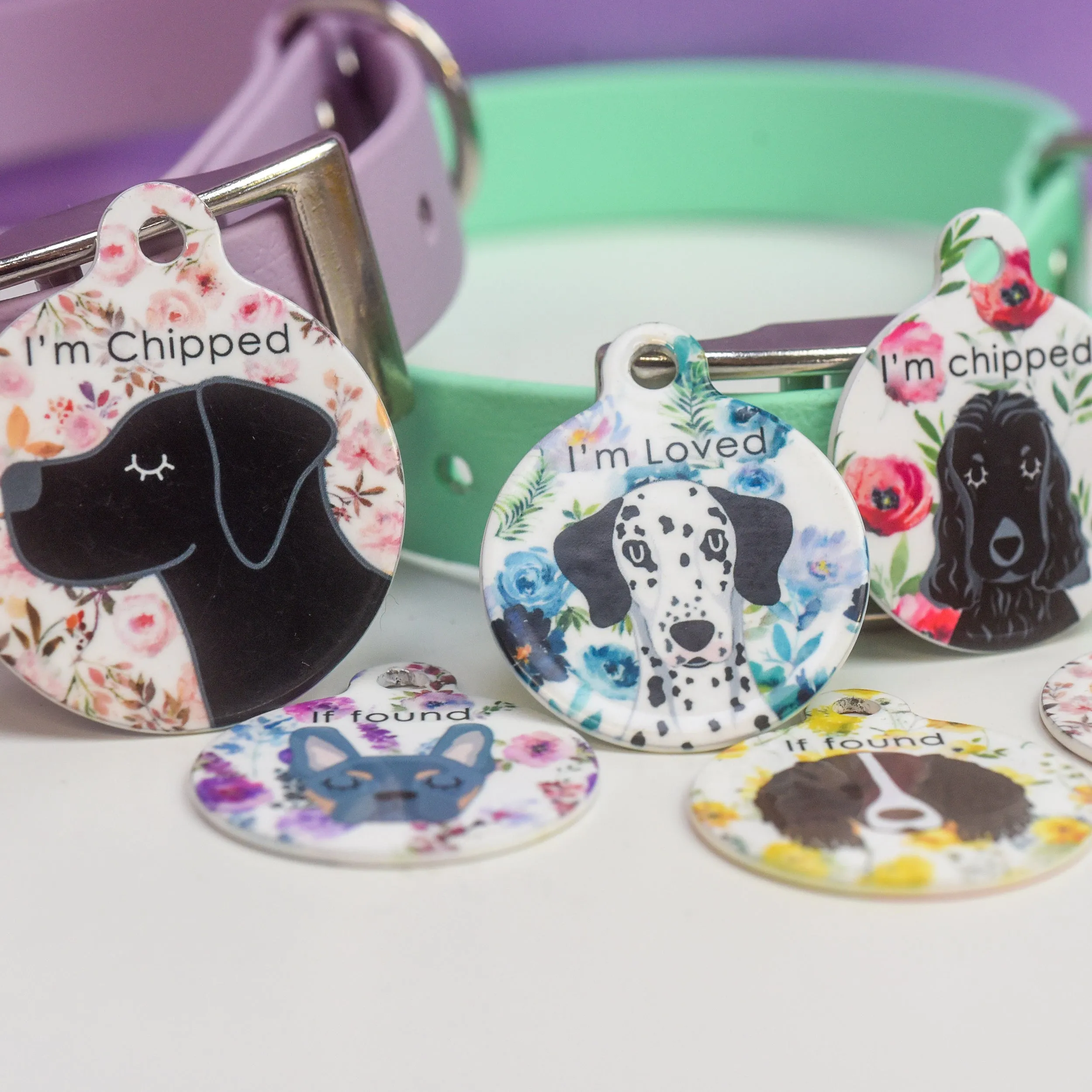 Dog Tag Personalised - Floral
