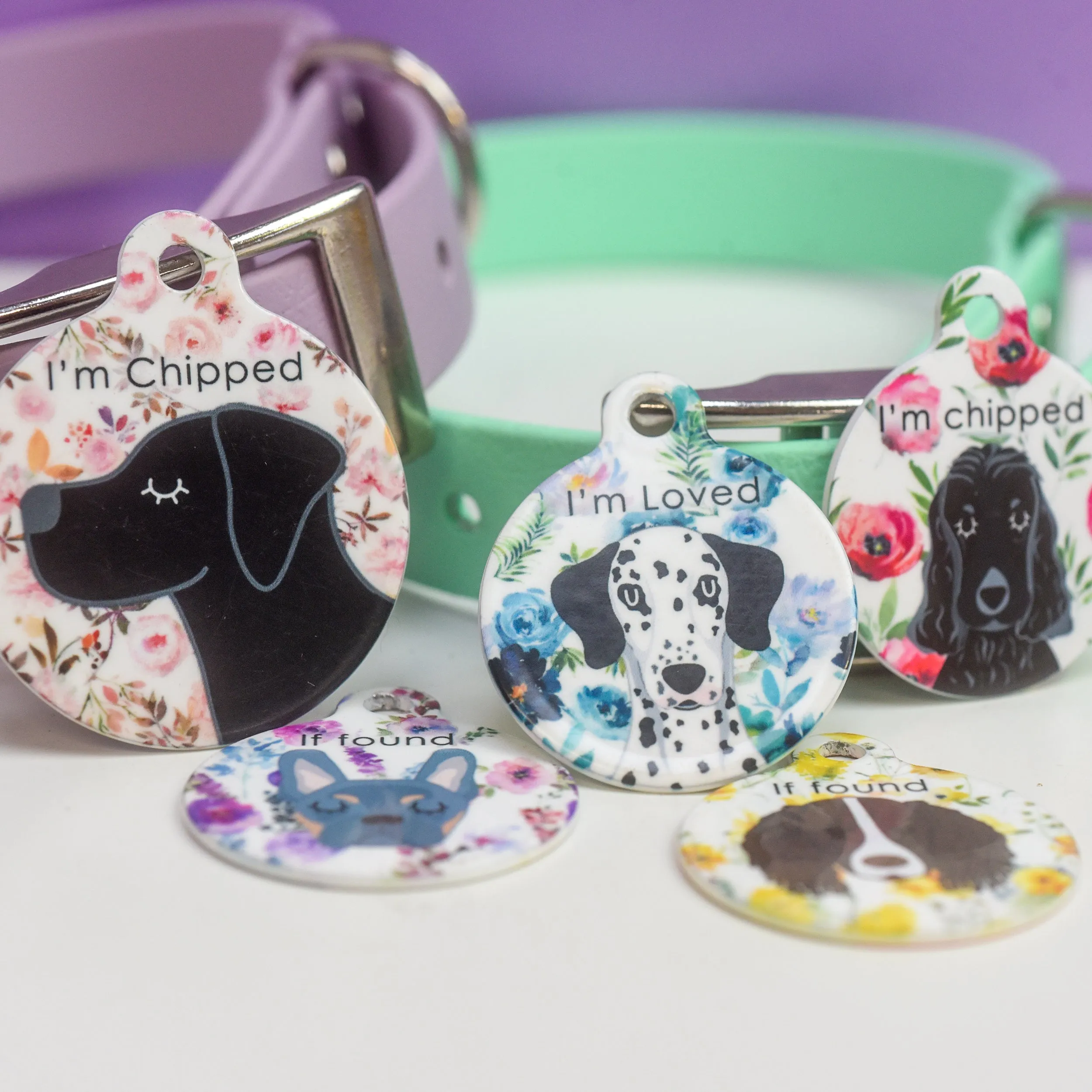 Dog Tag Personalised - Floral