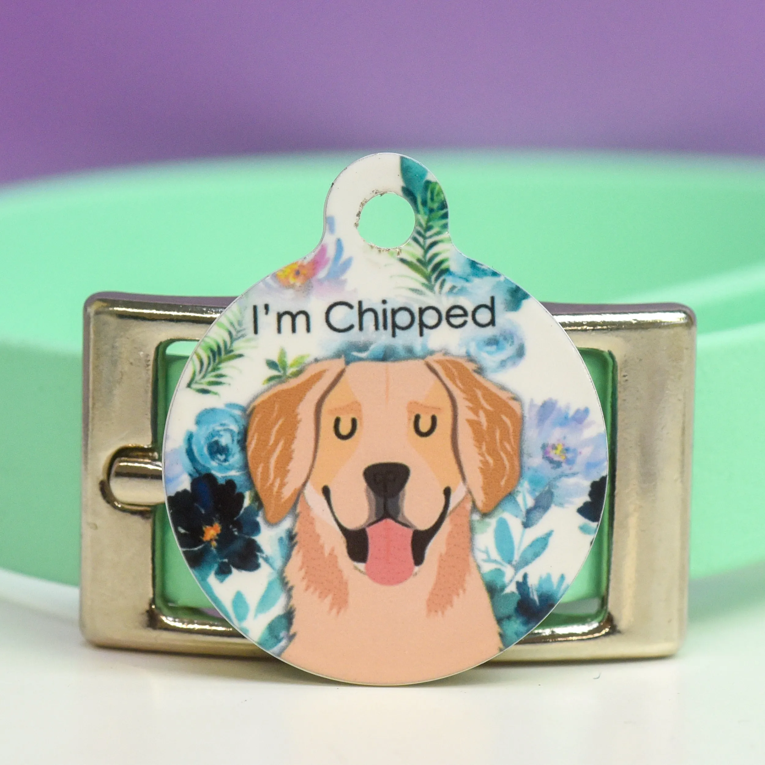 Dog Tag Personalised - Floral